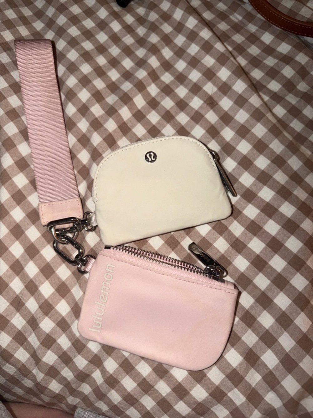 lululemon athletica Pink & Cream Mini Zip Pouch Set with Detachable Strap